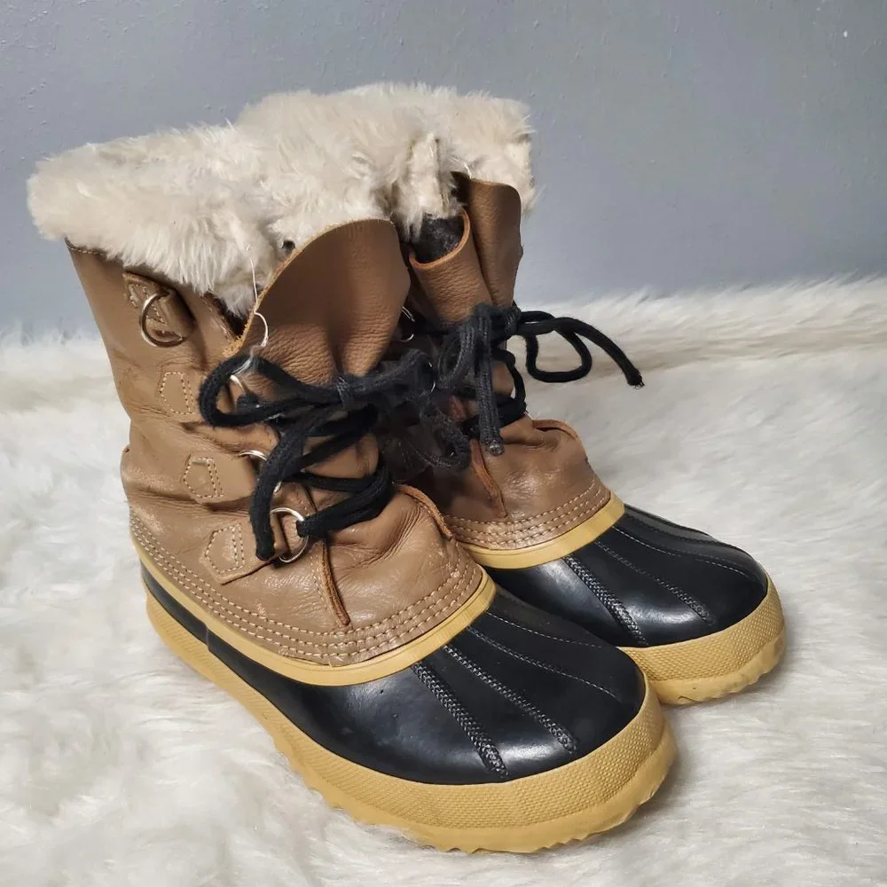 Sorel Men's Caribou Tan Black Snow Boots, 7